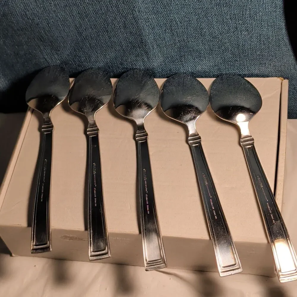 Hampton Silversmiths PORTFOLIO Glossy Spoons Set of 5 | 18/0 Stainless 208